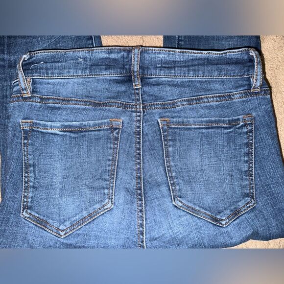 LOFT Blue Straight Leg Jeans with Faded Detail - Picture 4 of 4